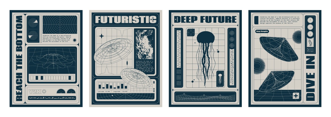 250+复古趣味Y2K千禧风赛博科技未来HUD海报插画排版设计EPS矢量分层源文件独家精选合集Y2k Style Poster Design Template Set , 第50张