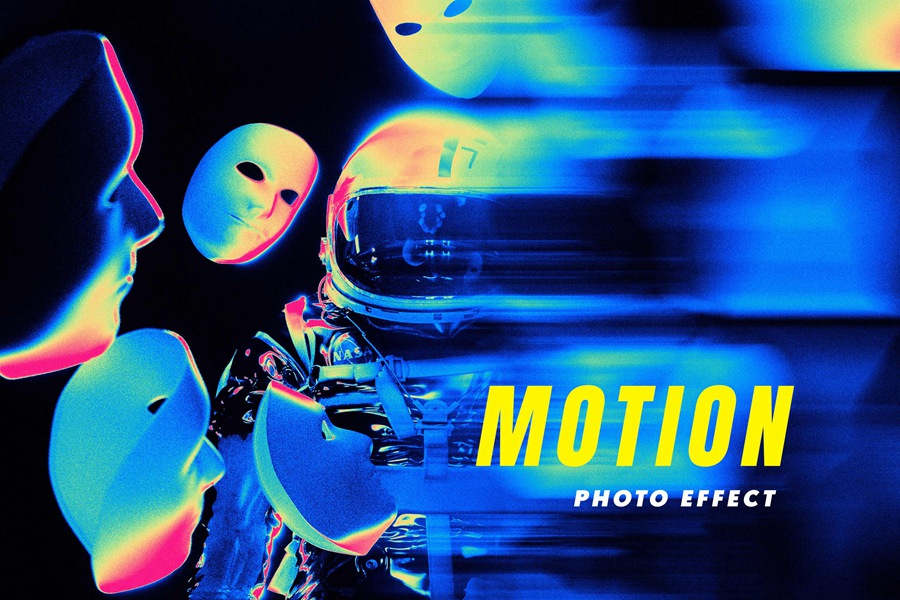 潮流酸性艺术迷幻失真故障动态弥散模糊图片特效模板 Motion Photo Effect Acid Colors 图片素材 第1张