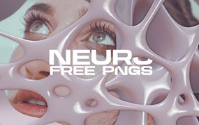 Neuro - 3D Renders 柔体未来3D立体金属镀铬液体流体抽象PNG免扣元素形状设计套装