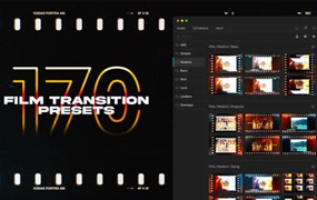 PR插件：160个老电影胶片烧伤损坏划痕叠加转场过渡 Film Transitions