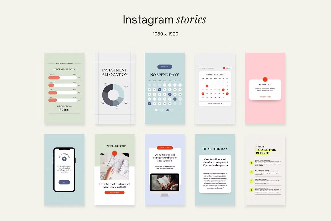 90款现代极简金融财产项目数据分析投资目标INS社交媒体排版品牌推广Canva在线模板套装Financial Coach Instagram Pack Canva , 第9张
