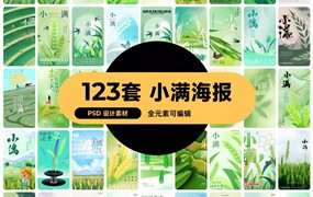 123套 24节气节日小满海报模板PSD设计素材