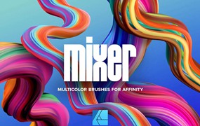 36款Affinity立体3D丙烯颜料多色混合艺术笔刷设计套装Mixer Multicolor Affinity Brushes