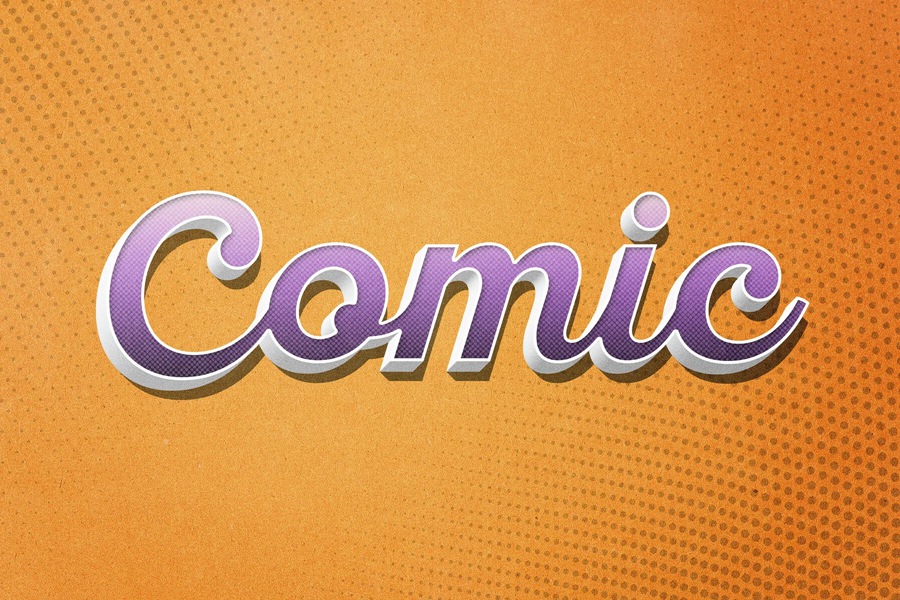 6款复古半调3D卡通漫画风海报电影标题LOGO设计PS特效样机模板 Vintage Comic Text Effect , 第2张