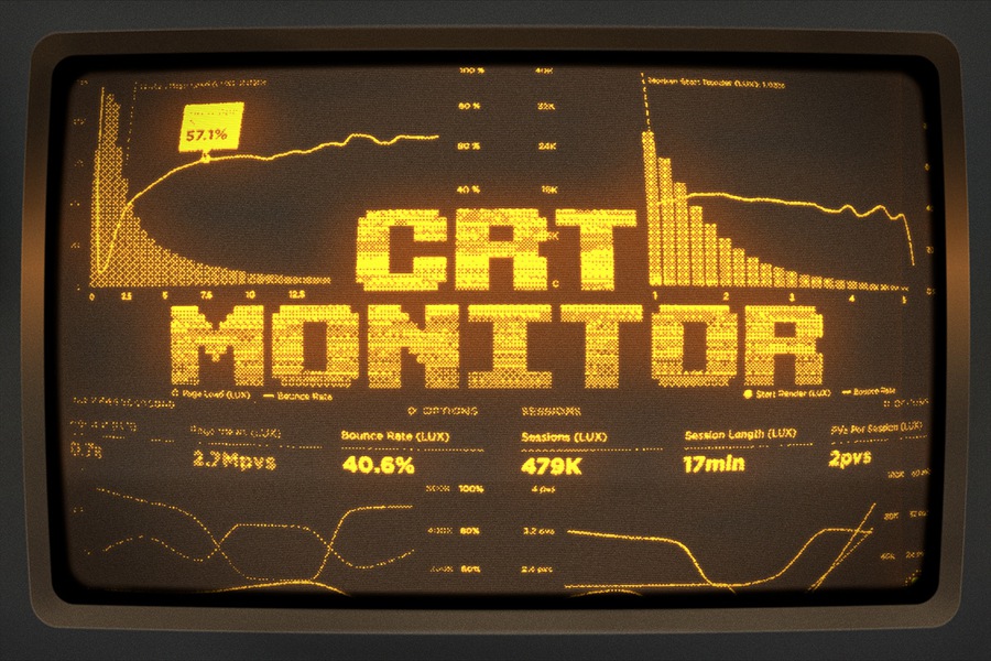 潮流未来复古CRT液晶电视像素低保真科幻特效模板 CRT Machine - Retro Monitor Effect 图片素材 第1张