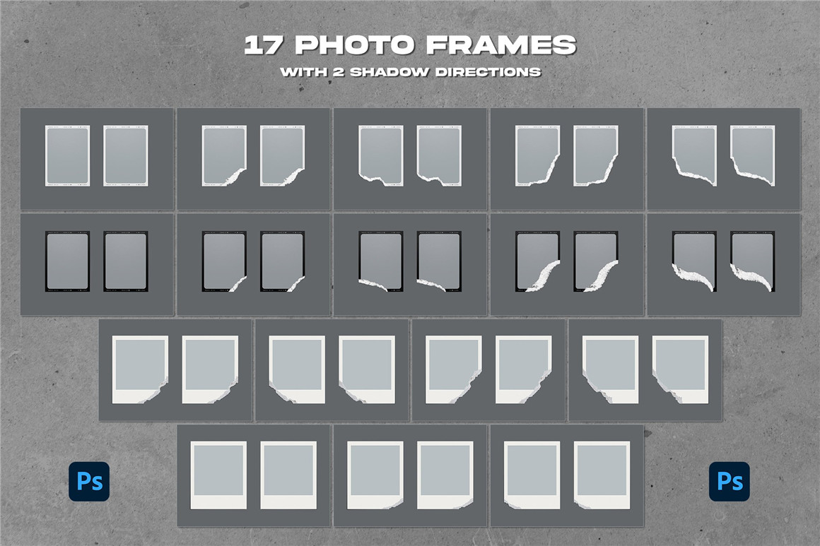 17款宝丽来情绪板照片相框撕裂效果的场景psd样机效果素材 , 第5张