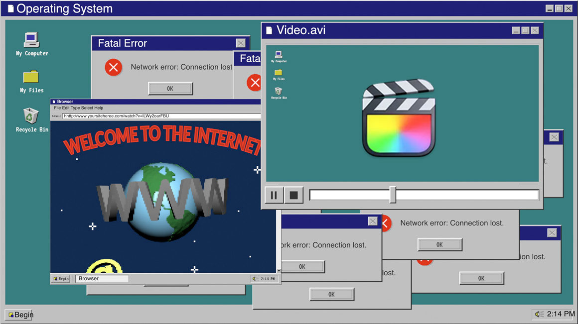 FCPX插件：复古美学WIN95旧计算机窗口进度条提示页弹窗文字闪烁效果 , 第1张