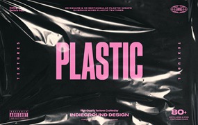 Indieground Design 新潮抽象透明塑料保鲜膜风格化视觉美学海报设计封面PNG叠加素材包 Plastic Textures