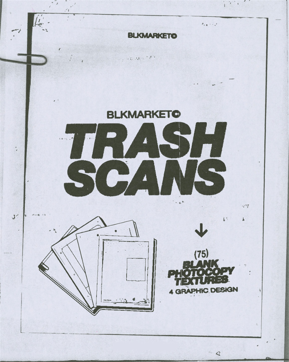 BLKMARKET 75个高分辨率黑白文件影印纸张标签背景设计纹理 TRASH SCANS 图片素材 第2张