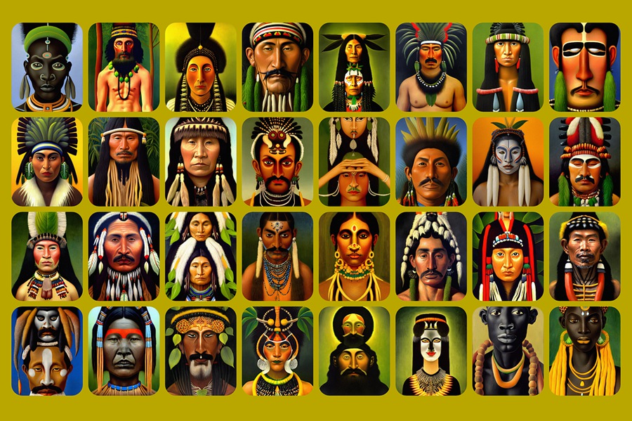 100款高质量古代原始部落土著少数民族人物半身肖像插画图片素材 Portraits Vol.04 图片素材 第13张