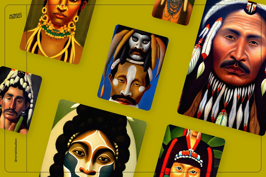 100款高质量古代原始部落土著少数民族人物半身肖像插画图片素材 Portraits Vol.04 图片素材 第16张