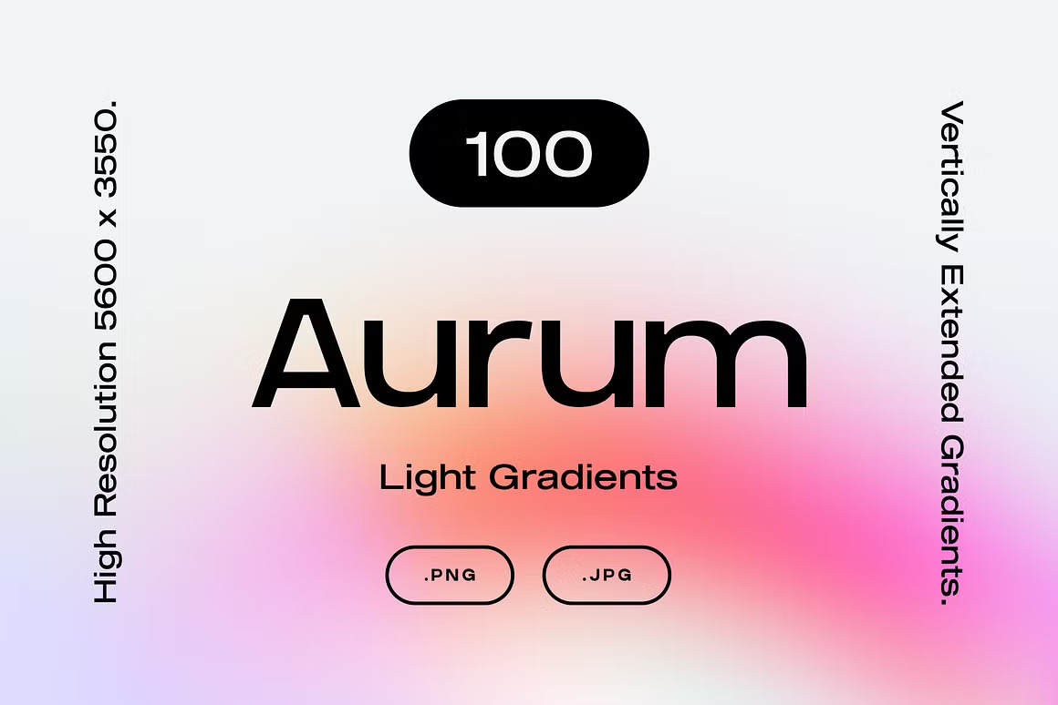 潮流弥散渐变光晕未来科技感噪点肌理背景素材 100 Aurum Light Gradients Collection 图片素材 第1张