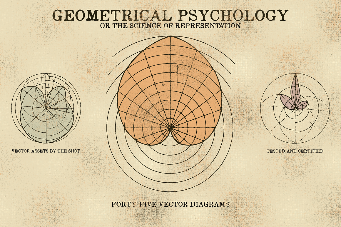 80年代复古美学几何学术科研矢量插图素材合集 Geometrical psychology diagrams 图片素材 第2张