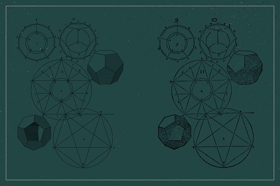 古老数学几何学术科研复古矢量插图素材合集 Hirschvogel geometria vector assets 图片素材 第4张