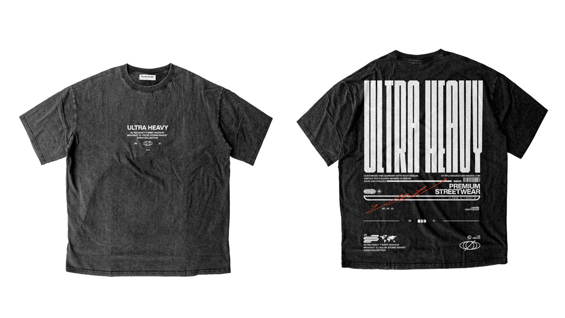 Studio Innate 复古洗涤高级街头落肩服装T恤PSD样机模型 Ultra Heavy T-Shirt Mockup 样机素材 第1张