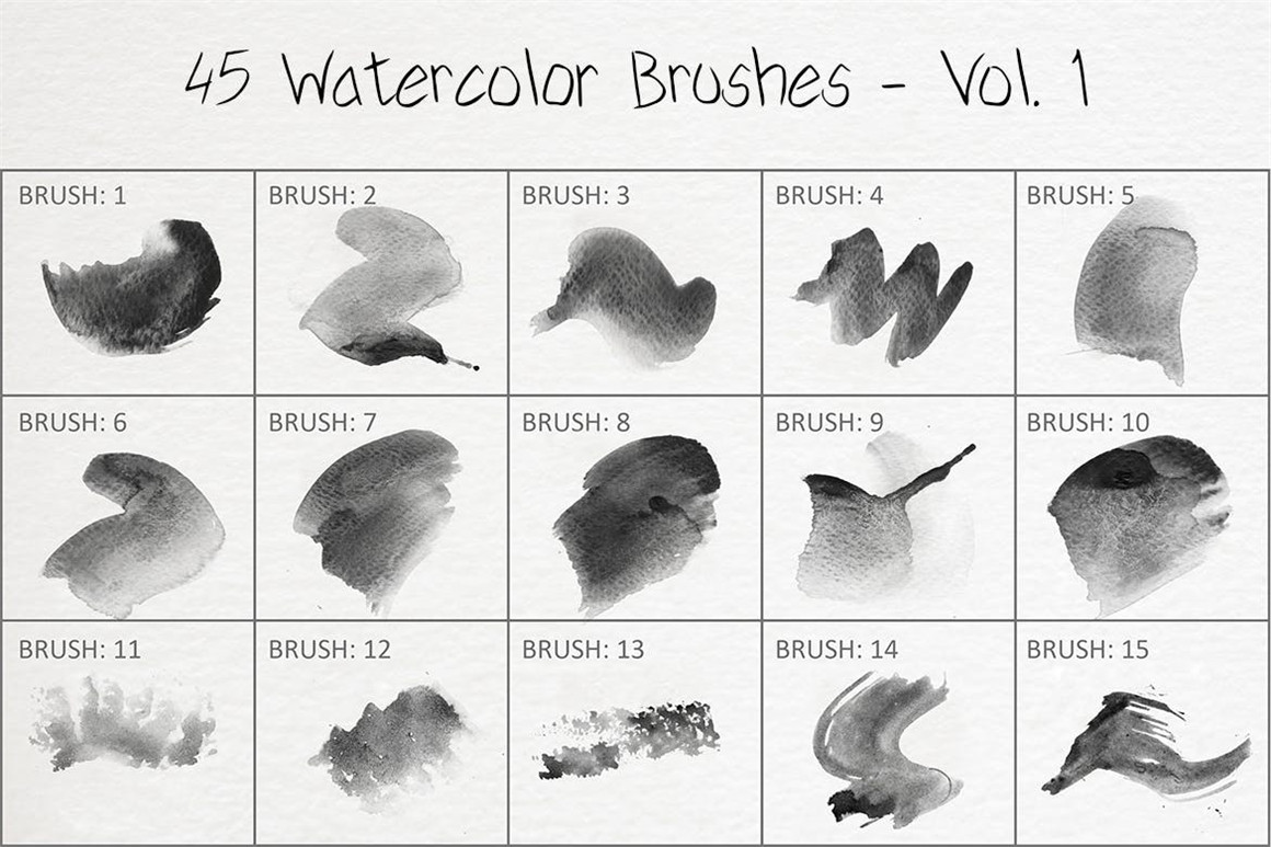 445个新潮大胆中国风绘画飞溅水彩笔触美感海报封面PS笔刷 Handcrafted Watercolor Brushes 笔刷资源 第10张