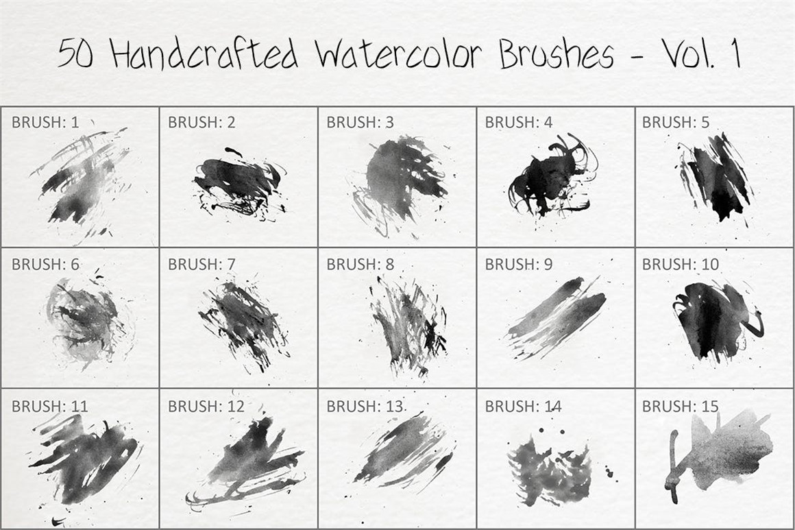 445个新潮大胆中国风绘画飞溅水彩笔触美感海报封面PS笔刷 Handcrafted Watercolor Brushes 笔刷资源 第12张