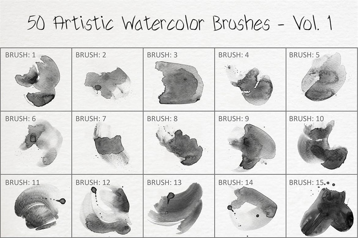 445个新潮大胆中国风绘画飞溅水彩笔触美感海报封面PS笔刷 Handcrafted Watercolor Brushes 笔刷资源 第13张