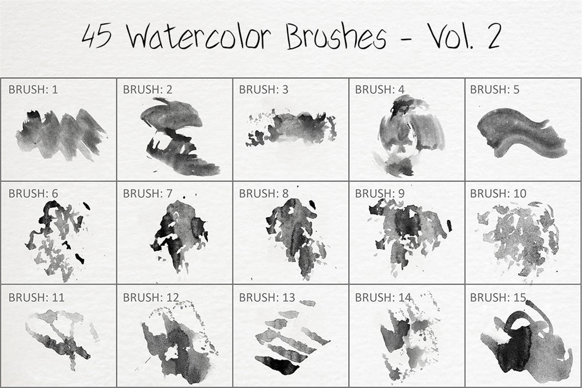 445个新潮大胆中国风绘画飞溅水彩笔触美感海报封面PS笔刷 Handcrafted Watercolor Brushes 笔刷资源 第15张