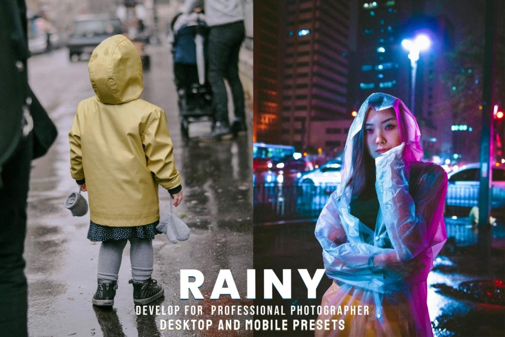 时尚美学雨天街拍摄影照片调色Lightroom预设 Rainy – Desktop and Mobile Presets , 第1张