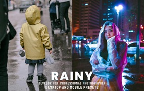 时尚美学雨天街拍摄影照片调色Lightroom预设 Rainy – Desktop and Mobile Presets