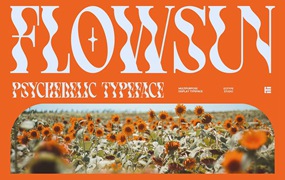 时尚品牌杂志海报设计迷幻衬线英文字体安装包 Flowsun Psychchedelic Serif Font