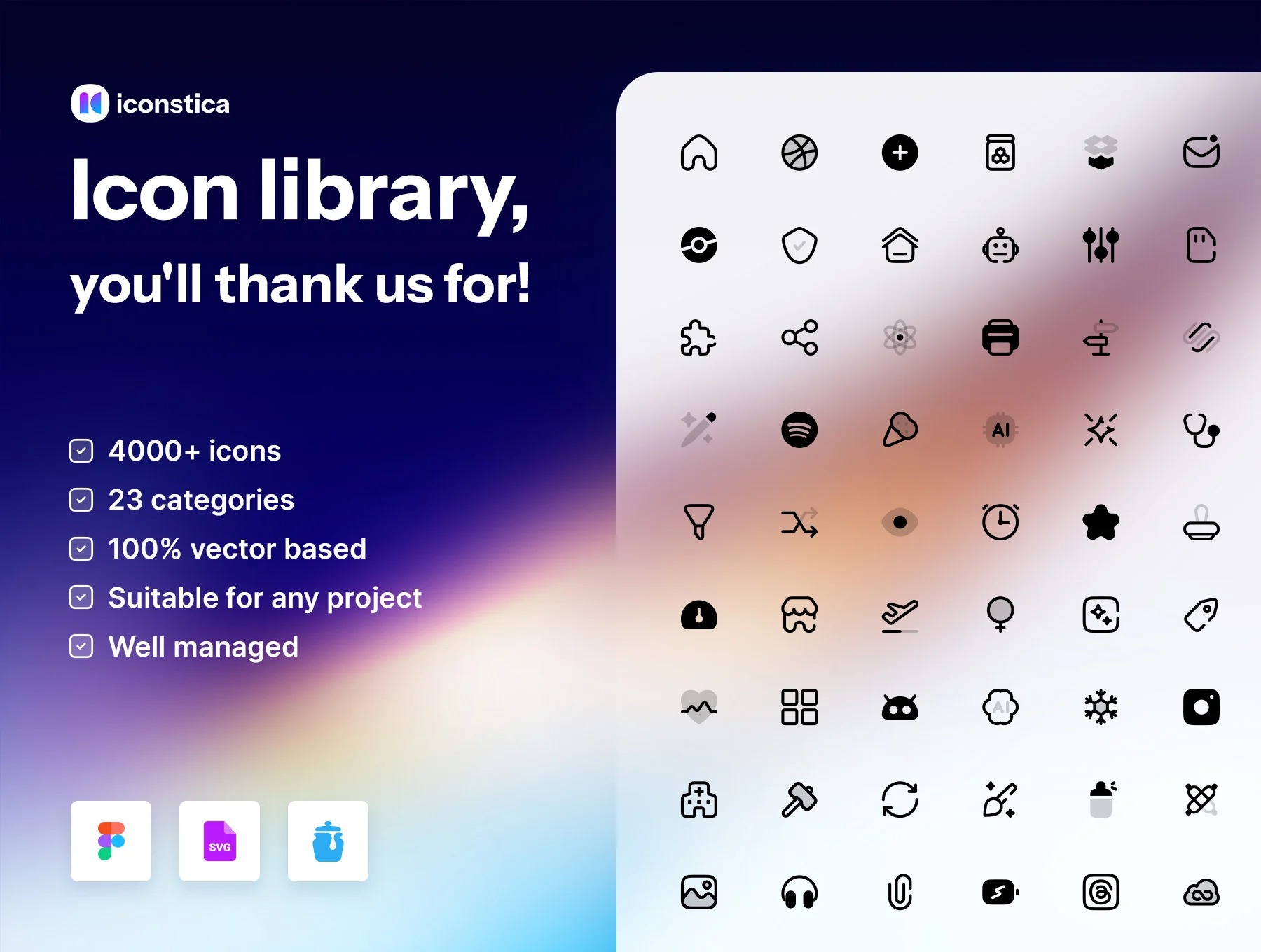 4000+款精美APP网站界面设计矢量线稿图标Icons设计素材 Iconstica Icon Pack – 4000+ Icons Set , 第4张