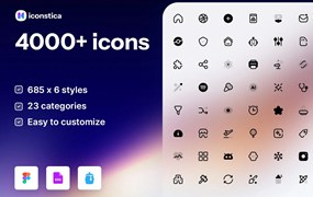 4000+款精美APP网站界面设计矢量线稿图标Icons设计素材 Iconstica Icon Pack – 4000+ Icons Set
