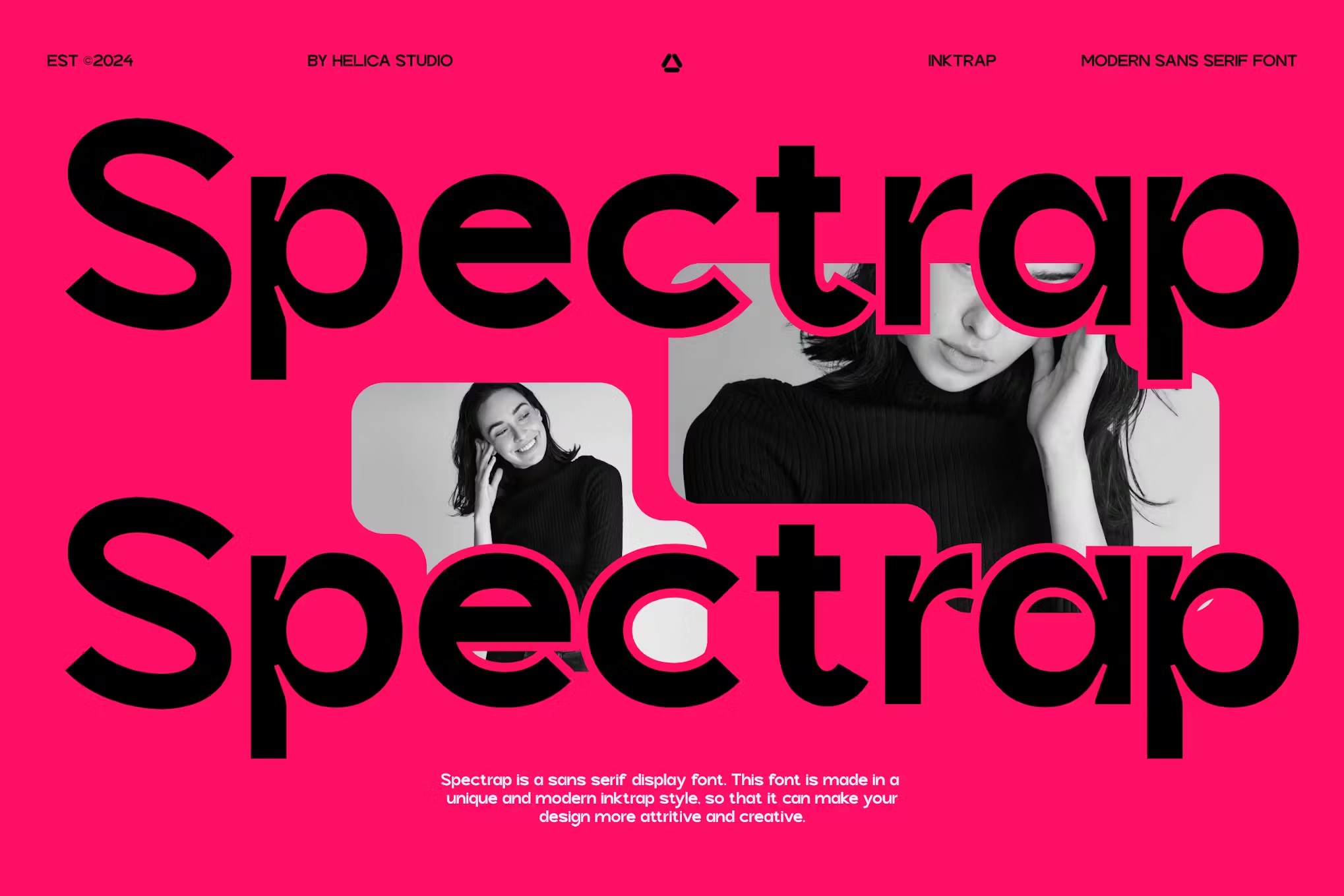 潮流经典杂志海报标题LOGO设计PSAI无衬线英文字体安装包 Spectrap Inktraped Sans Serif , 第1张