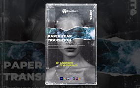 40+款潮流撕纸纸片拼贴艺术转场过渡4K视频叠加特效包 REELBURN – Paper Rip Transitions