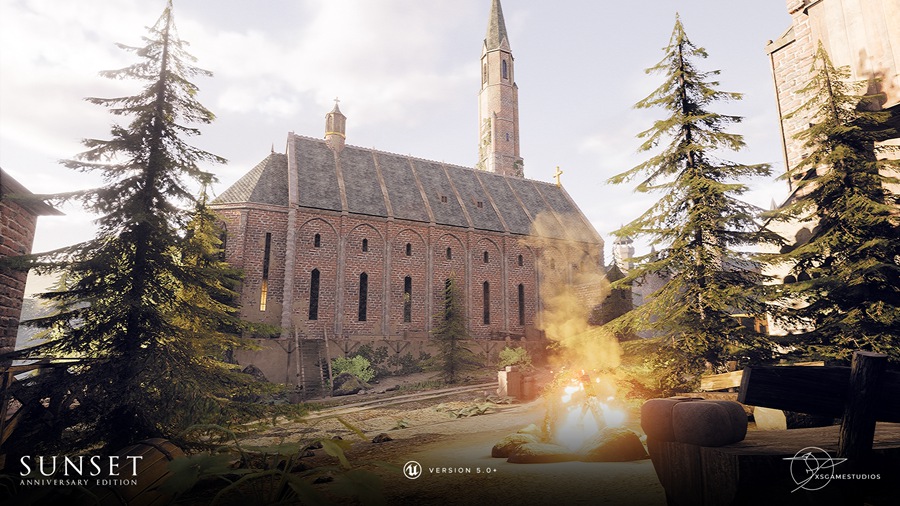 UE素材 日落场景中世纪砖砌城堡建筑教堂房屋3D模型素材 Unreal Engine – Sunset – Modular Medieval Brick Buildings , 第3张