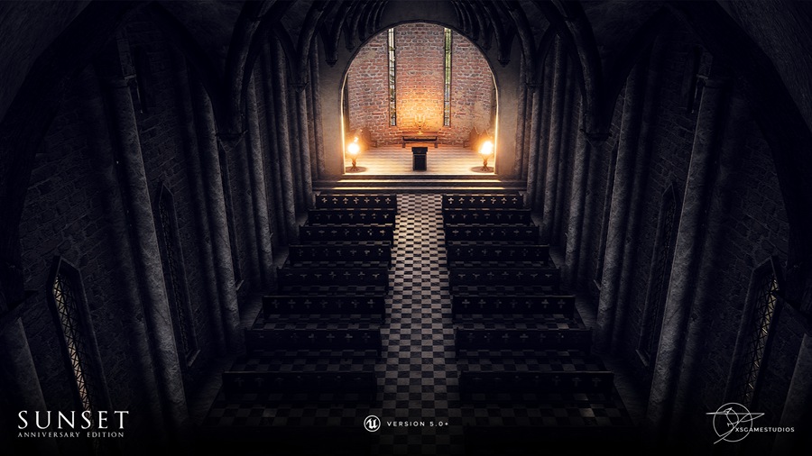 UE素材 日落场景中世纪砖砌城堡建筑教堂房屋3D模型素材 Unreal Engine – Sunset – Modular Medieval Brick Buildings , 第4张