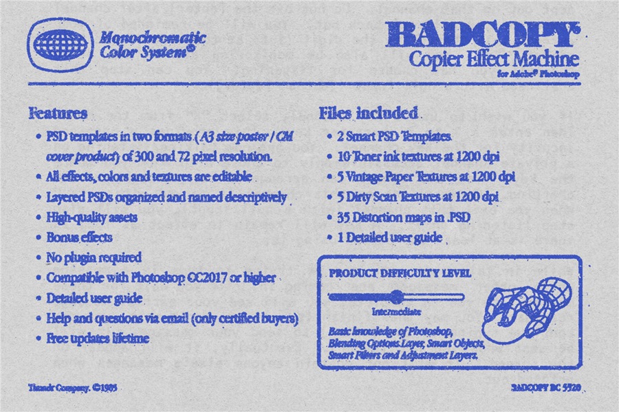 Thundr Co 80年代复古做旧粗糙油墨印刷渗透毛刺碳粉打印置换效果PSD样机模板素材 BADCOPY Copier Effect Machine for PS 样机素材 第7张