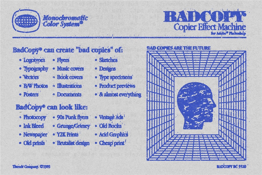 Thundr Co 80年代复古做旧粗糙油墨印刷渗透毛刺碳粉打印置换效果PSD样机模板素材 BADCOPY Copier Effect Machine for PS 样机素材 第8张