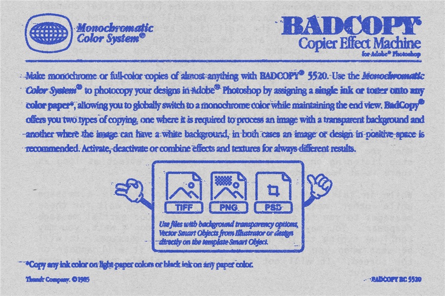 Thundr Co 80年代复古做旧粗糙油墨印刷渗透毛刺碳粉打印置换效果PSD样机模板素材 BADCOPY Copier Effect Machine for PS 样机素材 第9张