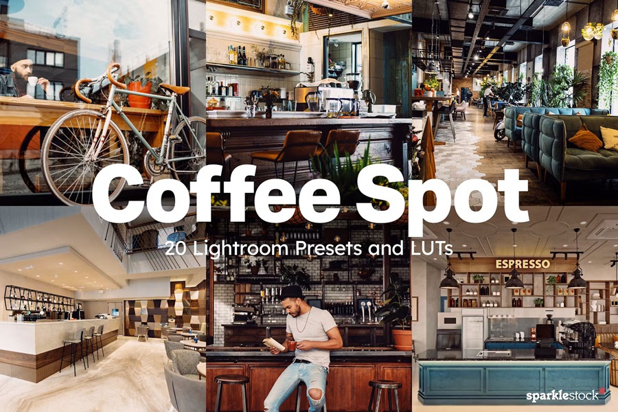 20组棕色暖色调咖啡馆室内摄影照片调色Lightroom&LUTs预设包 20 Coffee Spot Lightroom Presets and LUTs , 第1张