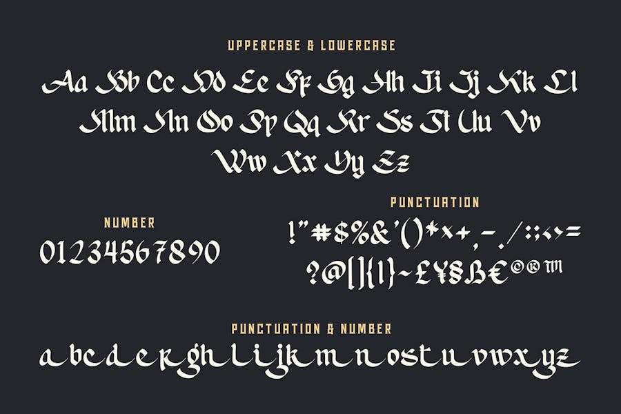 优雅哥特式品牌海报徽标设计装饰英文字体安装包 Vesgard a Gothic Blackletter Font , 第9张