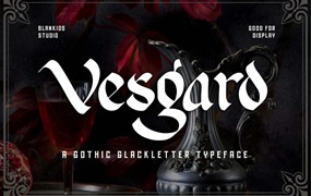 优雅哥特式品牌海报徽标设计装饰英文字体安装包 Vesgard a Gothic Blackletter Font