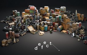 UE素材 仓库车库轮胎油桶箱子道具3D模型 Unreal Engine – Defect Ultimate Props Bundle Vol.1