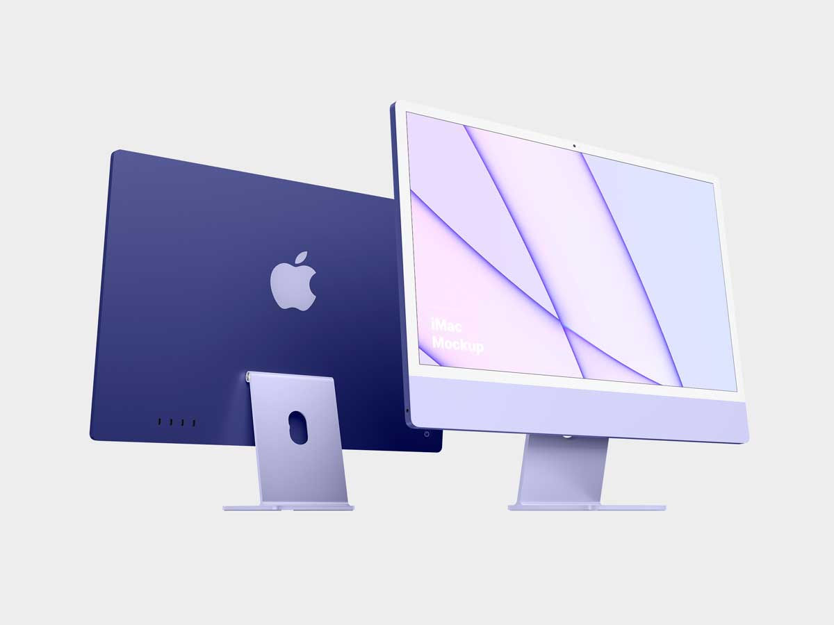 15款简约苹果iMac 24英寸一体机电脑屏幕演示效果图PS贴图样机模板 iMac 24-inch Mockups , 第4张