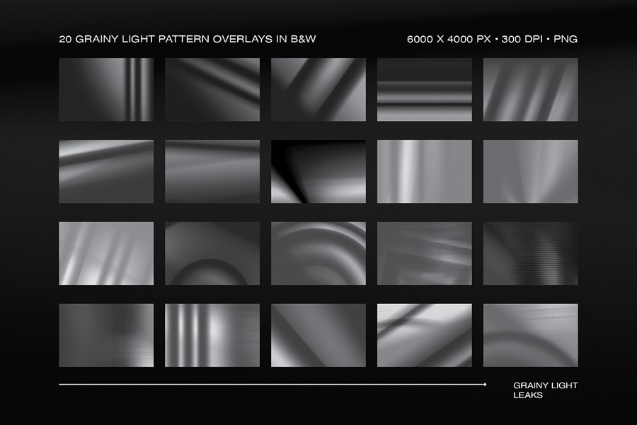 20款6K高清虹彩漏光颗粒条纹纹理PNG格式叠加背景图片设计素材 Grainy Light Leak Overlays 图片素材 第4张