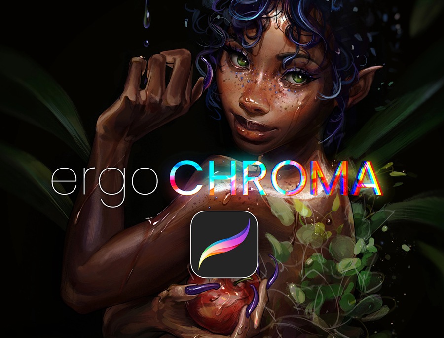 专业卡通漫画水彩绘画着色iPad Procreate笔刷设计素材 ergoCHROMA – Procreate Brushset , 第1张