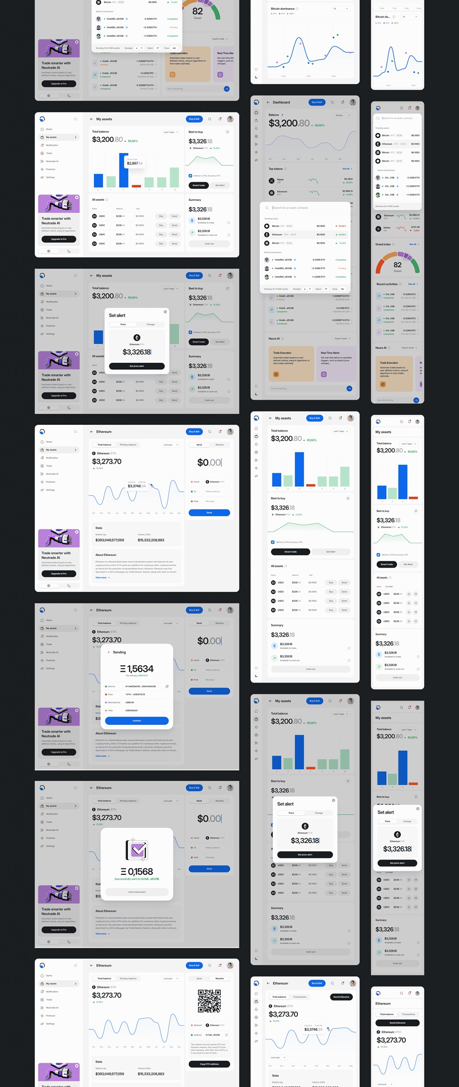 500+现代极简双色加密货币金融代币AI人工智能网站页面APP应用程序仪表盘UI设计套件Neutrade – Crypto AI UI Kit APP UI 第12张