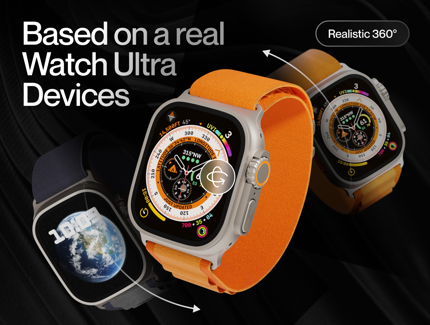 逼真苹果手表Watch Ultra屏幕演示效果图PS贴图样机模板设计素材 Apple Watch Ultra Mockup 样机素材 第7张