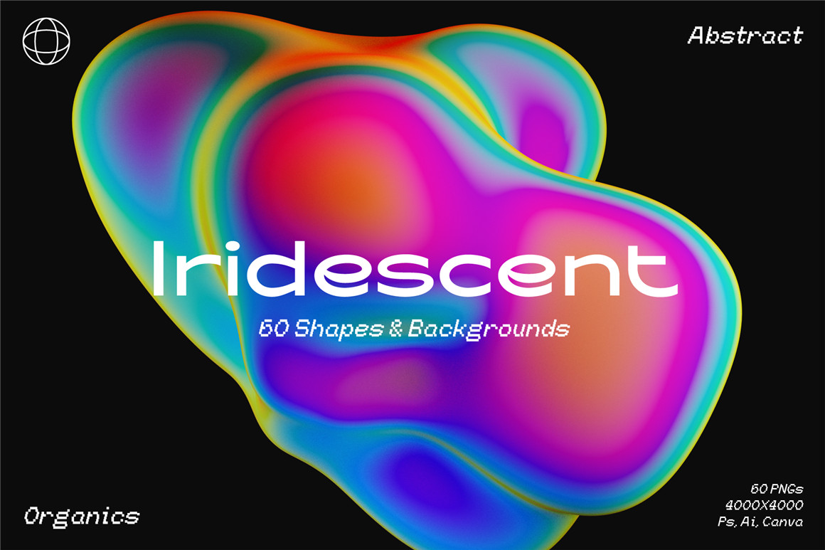 IRIDESCENT 60个趣味活力3D抽象颗粒感渐变液体流体斑点形状海报背景素材包 3D ORGANIC SHAPES . 第2张