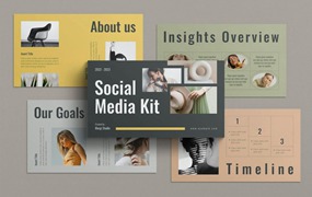 时尚品牌社交媒体套件介绍演示文稿设计ppt+Keynote模版 Social Media Kit PowerPoint+Keynote Presentation Template