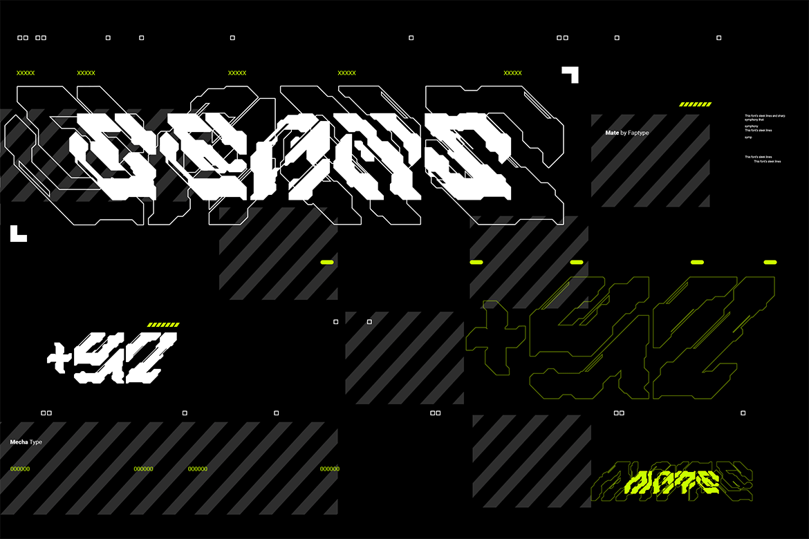 英文字体：4款未来科技赛博现代机甲排版标题logo徽标设计感装饰字体 Mate Modern Mecha Font Vol. 2 , 第7张