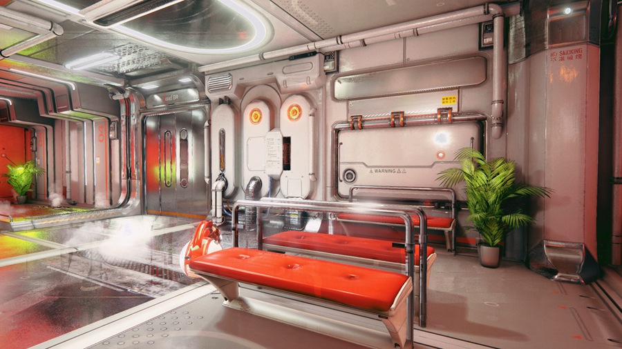 UE素材 未来科幻赛博朋克风飞船内部走廊环境3D模型 Unreal Engine – Scifi Hallway , 第3张