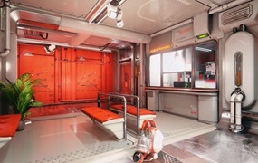 UE素材 未来科幻赛博朋克风飞船内部走廊环境3D模型 Unreal Engine – Scifi Hallway