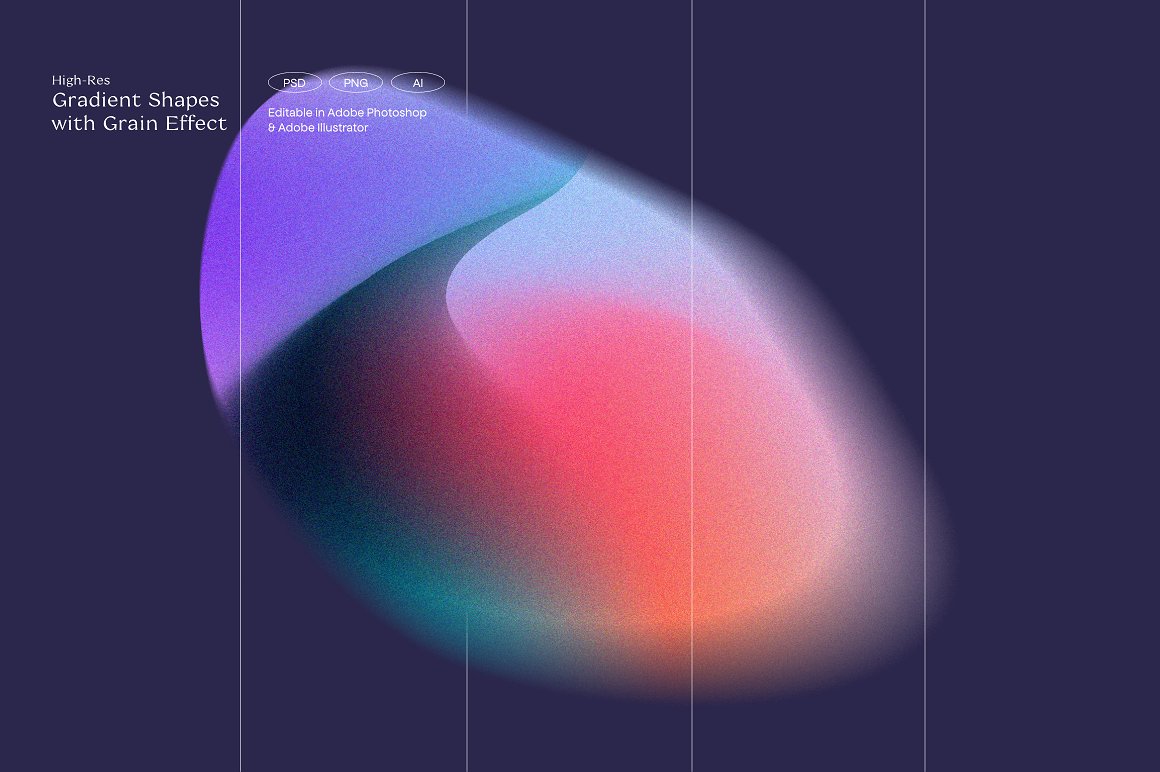 300个潮流复古弥散光渐变模糊噪点颗粒海报背景底纹ai矢量设计素材 Angeles – Gradients & Shapes CANVA . 第17张